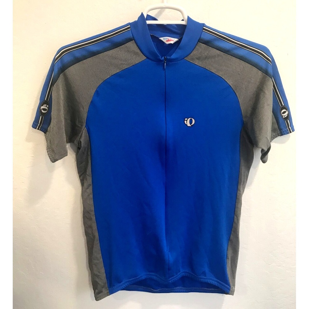 Pearl Izumi Mens Cycling Jersey Blue Grey Microsensor Half Zip Short Sleeve L